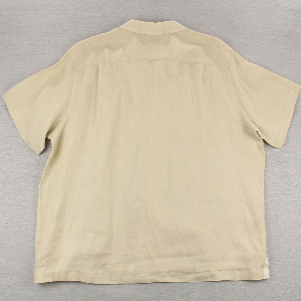 Paul Fredrick Linen Shirt Mens Size XXL Tan Classic Fit Short Sleeve - Picture 7 of 7